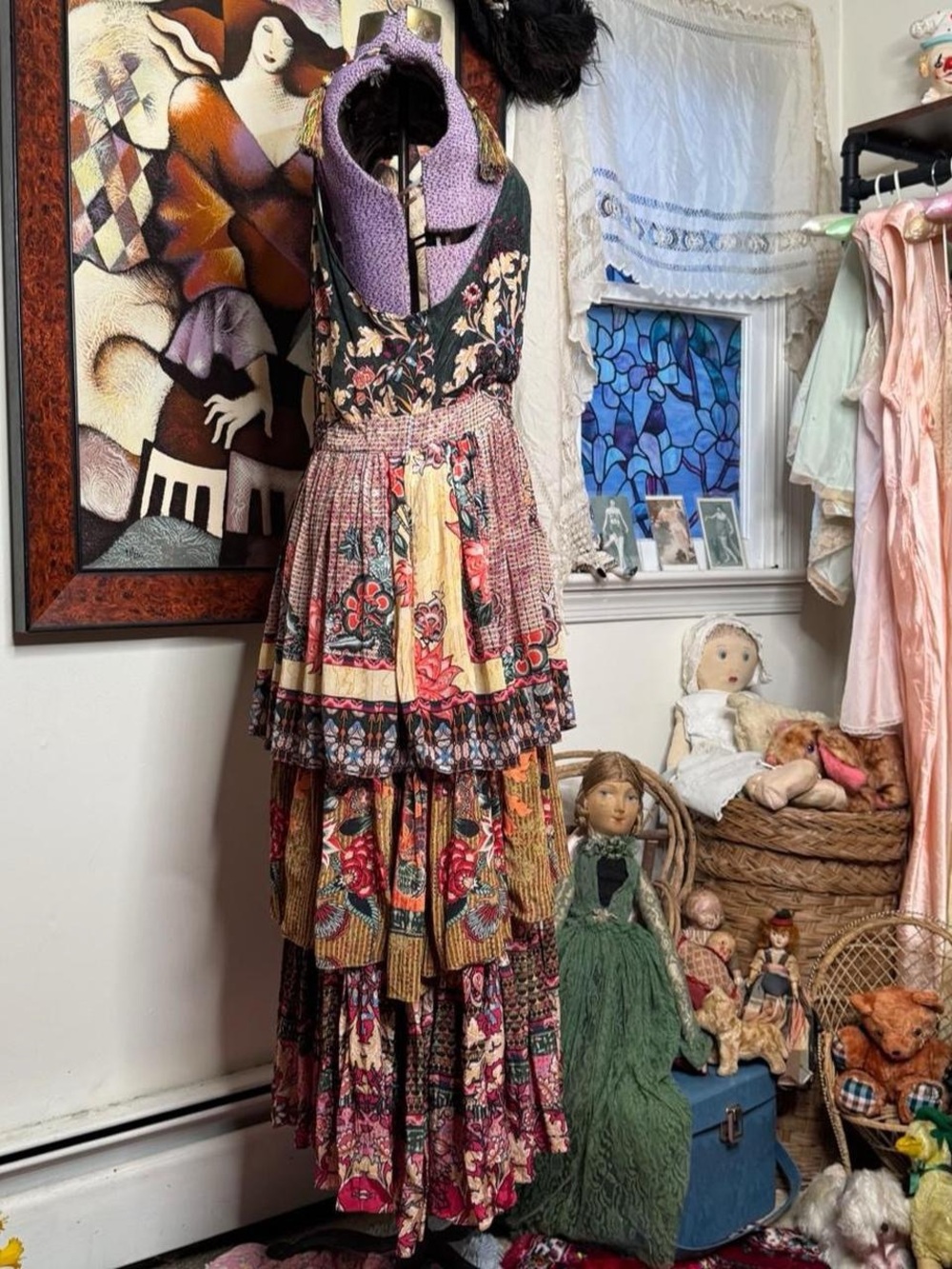 Tiered Floral Maxi Dress in Multicolor - Picture 3 of 8